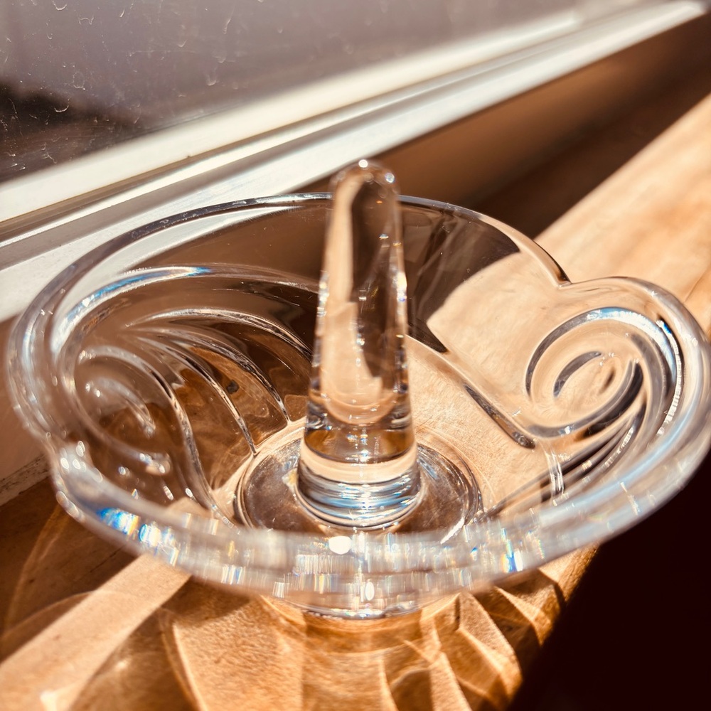 Glass Ring Holder Dish Swirl Design Vanity Jewelry Organizer